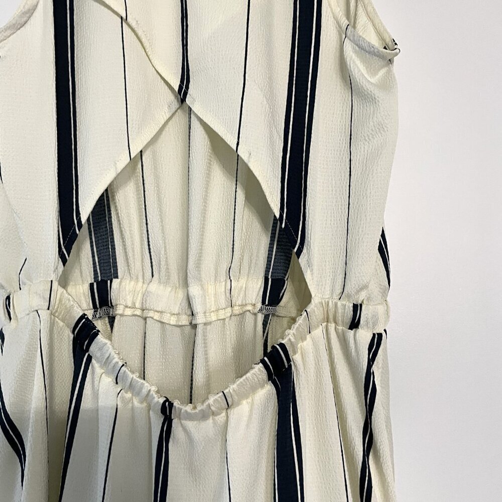 Lou & Gray Navy Blue/ Cream Vertical Stripped Maxi Dress Size Small - Picture 5 of 8